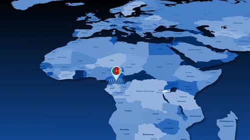 Animated World Map Pinpoint Location with Country Flag