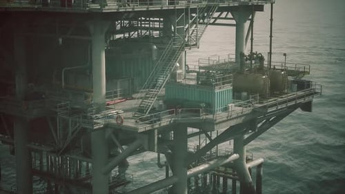 Industrial Offshore Oil Rig Platform in Ocean
