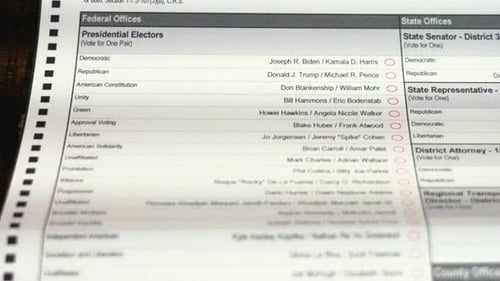 Sample Voting Ballot for Presidential Election