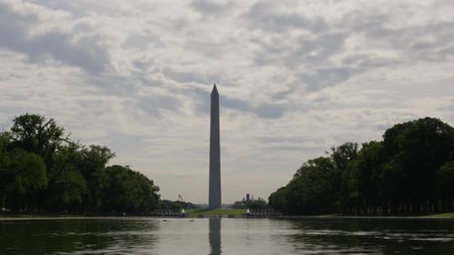 Washington monument in the United States with copy space