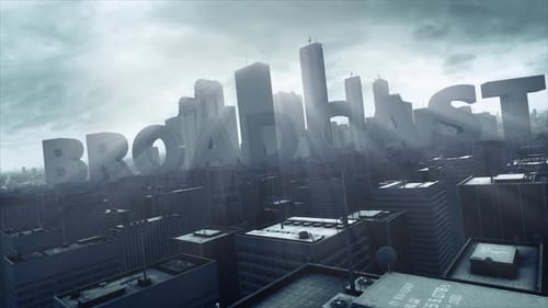 3D Skyscraper City Text Broadcast