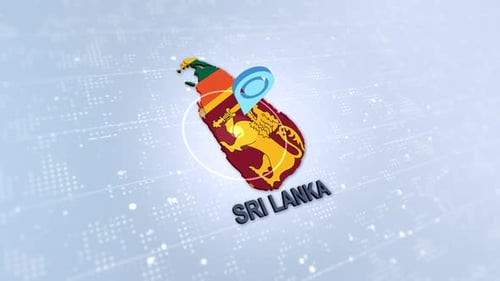 Animated 3D Map of Sri Lanka with Flag and Location Pin