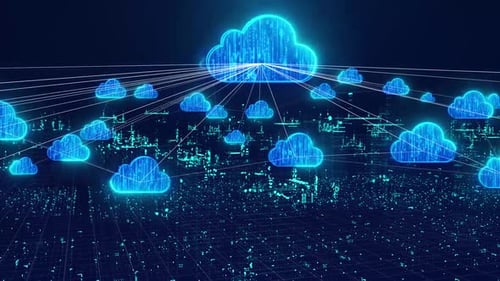 Futuristic Global Cloud Computing Network Animation