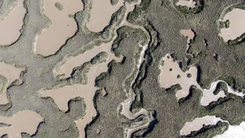 Salt Marshes Tollesbury Essex UK overhead Aerial Footage 4K