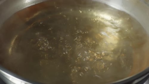 Close Up Of Boiling Soup Pot. Sukiyaki Or Shabu In A Pot