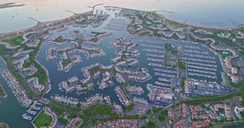 Panoramic Aerial View of Port Camargue Glistening Under the Sun Aerial View of Beautiful Marina in
