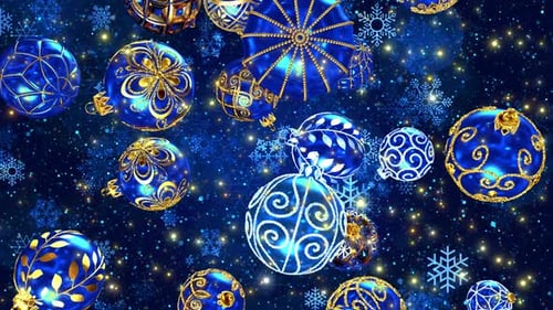 Christmas Ornaments and Snowflakes Festive Loop Background