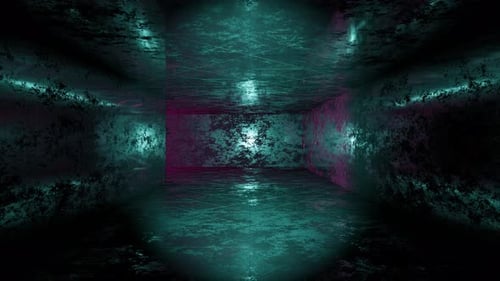 Lampe de poche cyan et rose dans le noir, animation en boucle de science-fiction en 4K