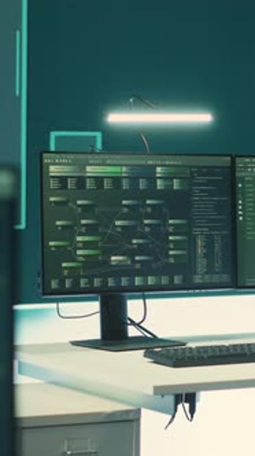 Vertical Video Secure Surveillance Room with Advanced Computer Technology