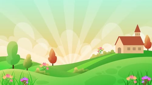 Zeichentrickfilm Field Village Nutaral House