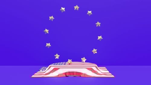 Mockup Gold Stars USA Flag Intro Able to Loop Endless