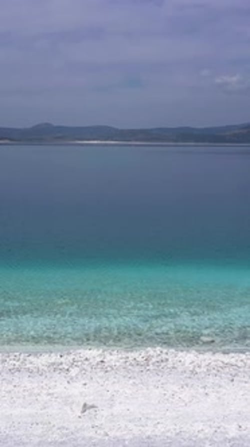 Lake Salda Turkey Aerial View Vertical Video