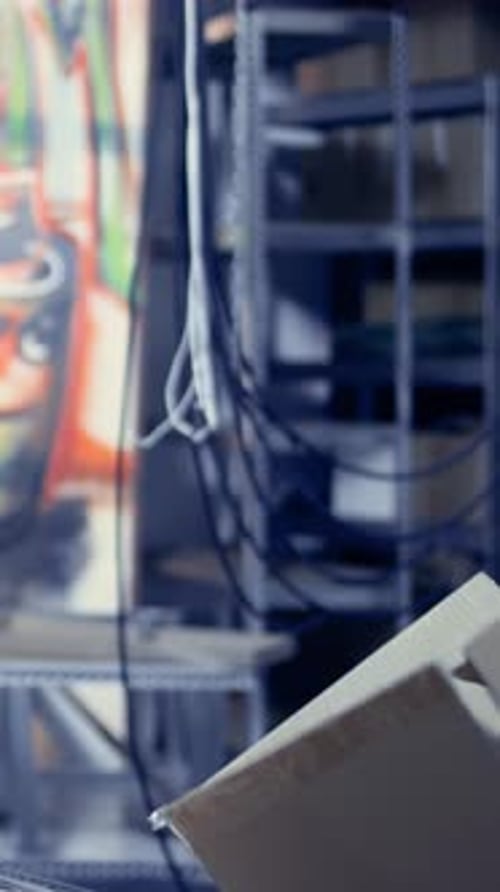 Close Up of Wires and Boxes in Graffiti Room