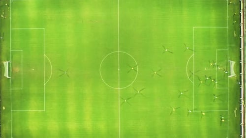 Football stadium drone video vertical from above 4K