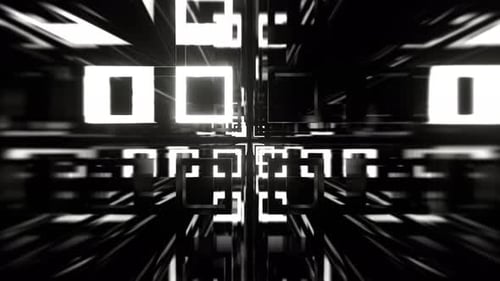 White Strobe Abstract Tunnel Of Neon Squares Background Vj Loop I 4K