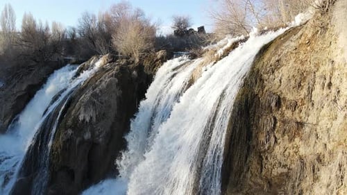 Aerial View of Natural Waterfall