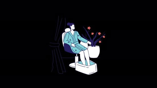 Flat Design Animation of Woman Getting a Pedicure