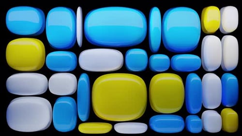 3D Render Glossy Abstract Geometric Shapes Background