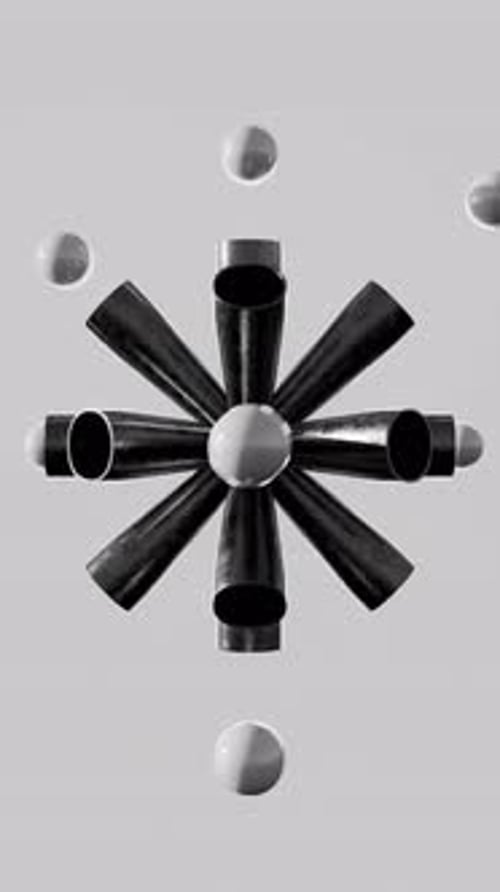 Animação de esferas e tubos satisfatórios em loop 3D