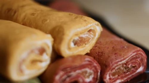 Delicious Multicolored Crepes on a Plate