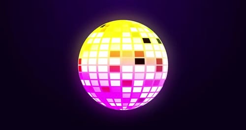 Colored disco ball in cartoon style for music television, nightclubs, music videos, seamless loop