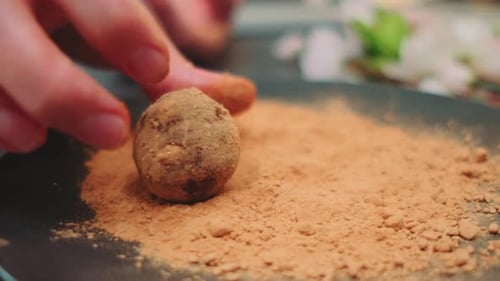 Making Homemade Sweets From Dates and Peanuts