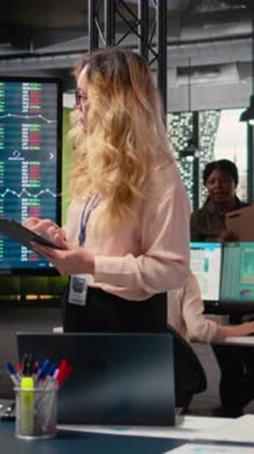 Vertical Video Successful Businesswoman Working on Career Development at the Company Office