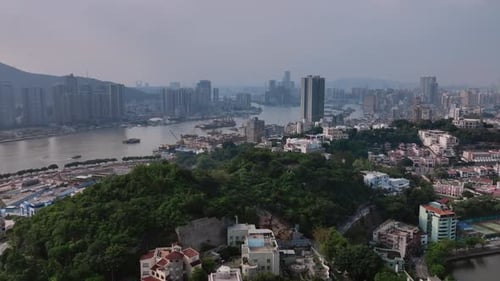 Panorama Of The Whole Of Macau With Large Buildings