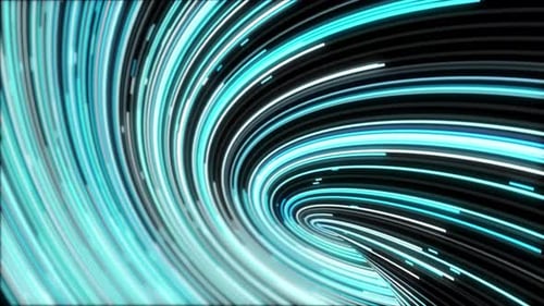 Abstrakte Animation eines gekrümmten Pfades bewegter bunter Linien
