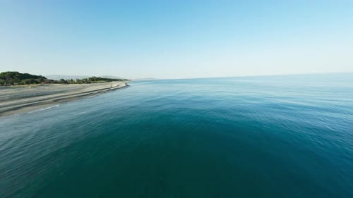 Flying Over Italian Coastline in Summer