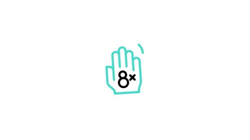 Minimalist Line Art Hand Waving with 8x Multiplier Icon Animation