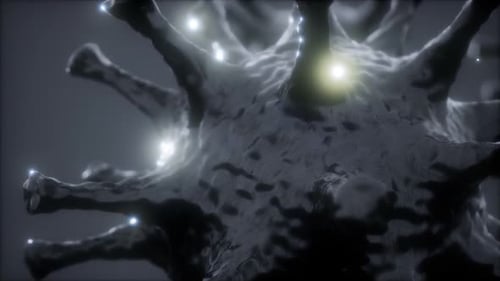 Abstract Virus Cell Animation with Bright Sparkling Lights