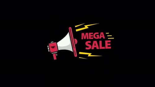 Animated Megaphone Announcing Mega Sale