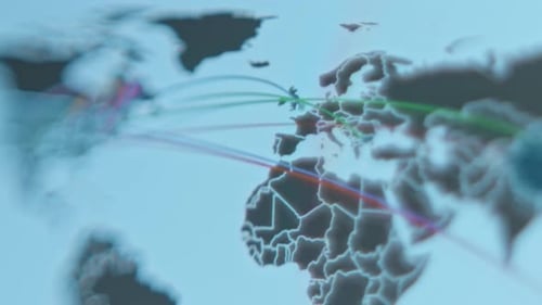 Animated World Map Highlighting Global Connections