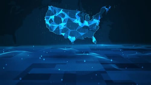 USA map background digital number code business security key technology