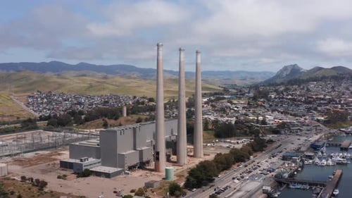 Three Smokestacks Tower Above Abandoned Morro Bay Power Plant
