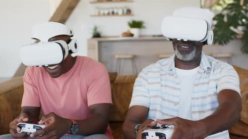 Men Play VR Games Together in Living Room