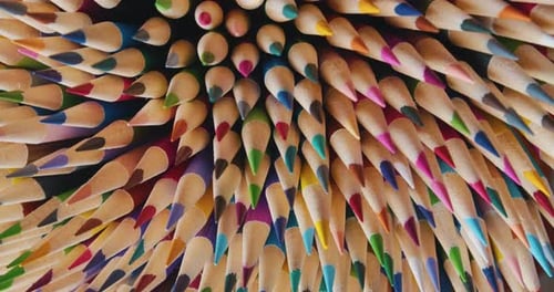 Colorful Pencils in an Abstract Close-Up