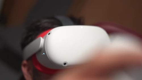 Man Wearing VR Headset Close Up