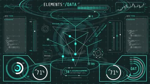 Animated Hightech Dashboard with Various Data Processing Activities