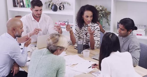 4k video footage of a group of businesspeople having a meeting in a modern office