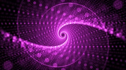 Spiral tunnel background made of transparent structures of dotted patterns with pink glow effect