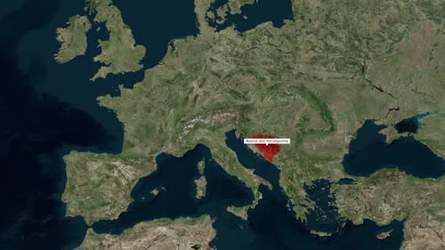 Bosnia And Herzegovina Map Red Color