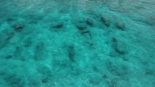 Tropical Coastline with Sand Beach and Transparent Ocean Aerial View of Fuvahmulah Island