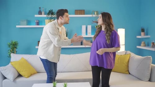 Couple Arguing Passionately in a Home Interior