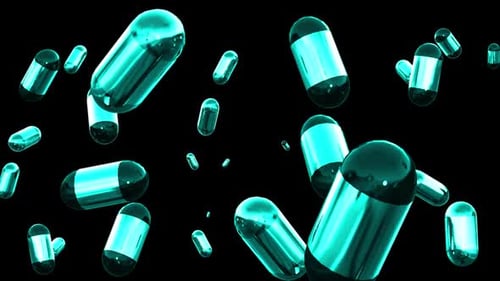 Cyan Capsules In A 3D Animated Pile Loop