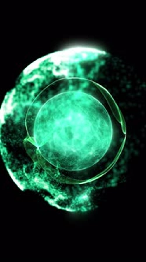 Glowing Abstract Energy Sphere with Swirling Particles Animation