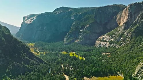 Aerial View of stunning Rock Formations in Yosemite National Park