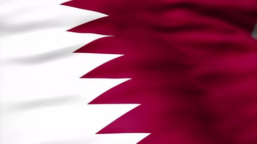 Waving Flag of Qatar Realistic Fabric Animation Loop