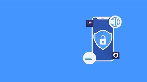 Secure Mobile Networks, Internet Safety, And Online Protection Concepts Animation With Copy Space.